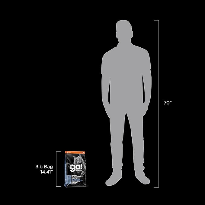 Go! Solutions Weight Management + Joint Care, Grain-Free Dry Cat Food, Chicken Recipe, 3 lb Bag