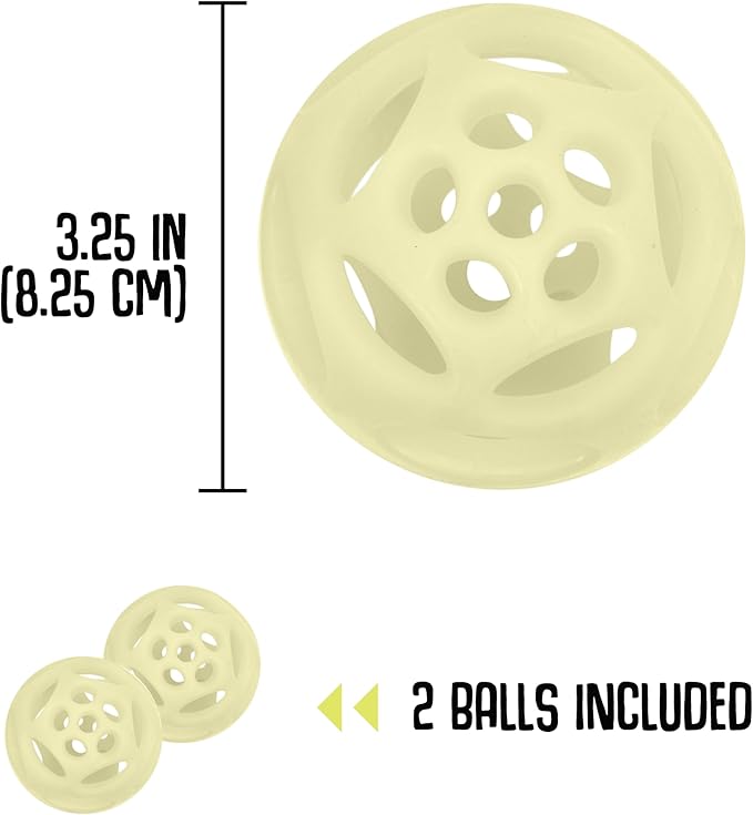 Chew King by Mammoth Glowing Fetch Ball, Dog Ball Toys, Medium 2-Pack Lattice