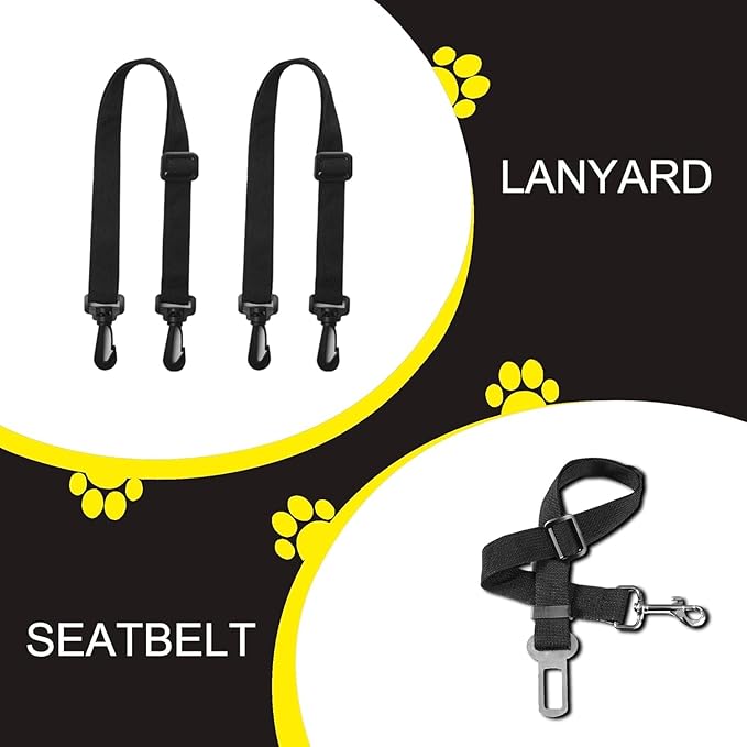 Femuar Dog Car Seat Cover, Waterproof Nonslip Pet Seat Cover for Back Seat with Storage Pockets Mesh Visual Window, Scratch Proof Pet Dog Seat Cover Hammock for Cars Trucks and SUVs, XL-Black