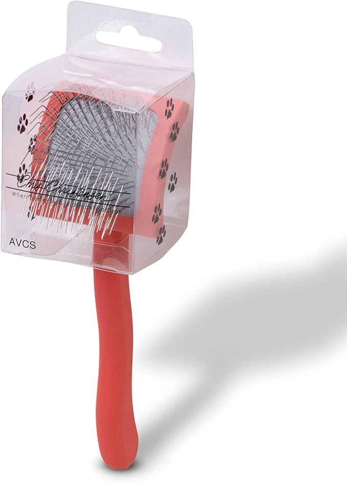 Chris Christensen Baby G Dog Slicker Brush for Dogs (Goldendoodles, Labradoodles, Poodles), Groom Like a Professional, Fluff Detangle Style, Saves Time Energy, Coral, Small