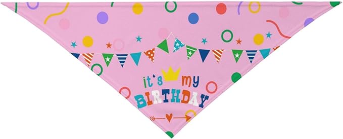 It's My Birthday Pink Dog Bandana Scarf Triangle Bibs Pet Accessories Cat Kerchief