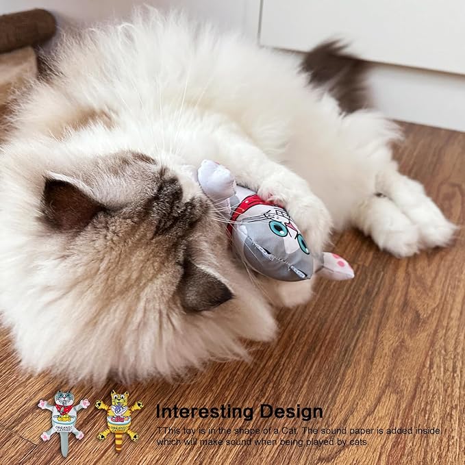 TTcat Organic Catnip Pillow for Indoor Cat and Kitten,Cat Crinkle Kicker Toy Chew Toy,Yellow