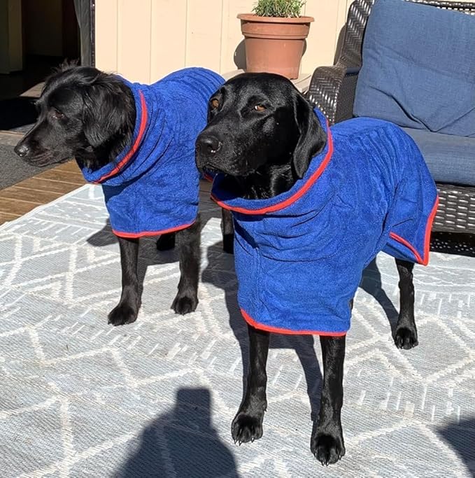 Dog Drying Coat - Fast Drying Dog Towel Robe - Microfiber Super Absorbent Pet Bathrobe, Adjustable Collar & Belly Strap Fast Drying Coat Pet Dog Cat Bath Robe Towel