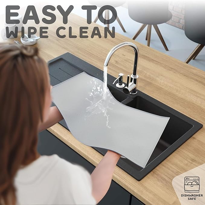 Dog Food Mat - 28x18 Raised Edges Dogs Mat for Food and Water Prevent Spill, Waterproof Cat Food Mats Protect Floors, Easy Clean Dog Bowl Mats for Food and Water, Silicone Pet Feeding Placemats