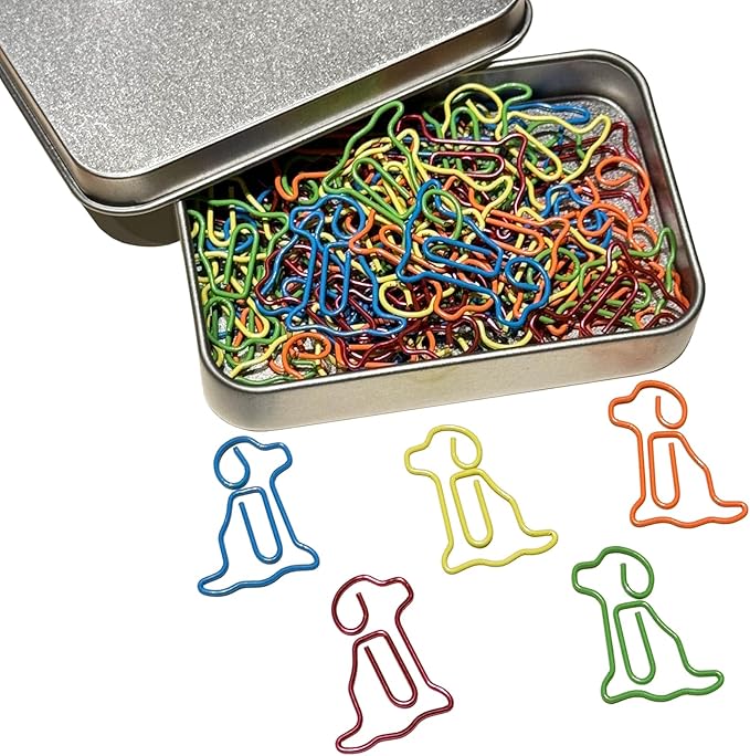 Cute Paper Clips, 60PCS Dog Shaped Paper Clips Golden Retriever Animal Bookmarks Clips, Assorted Colors, Fun Office Gifts for Women Men Coworkers Teachers Students Girls Boys, Christmas Gifts