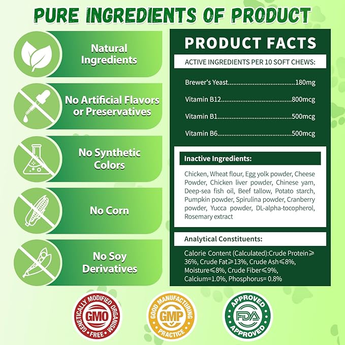 Flea and Tick Prevention for Cats – 500 Crunchy & Creamy Chews, Cat Flea Chewables with Skin & Coat Support – Oral Supplement for All Breeds & Ages – Natural Chicken Flavor