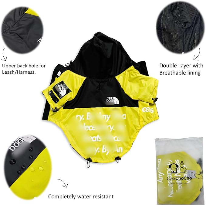 ChoChoCho NASA Dog Raincoat, Reflective Water Proof Rain Jacket, Costume, Clothes, Pet Stylish Streetwear Outfit for Cat Puppy Small Medium Large