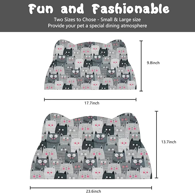 Grey Cat Food & Water Mats - Absorbent Pet Feeding Placemats 23.6 * 13.7 inch