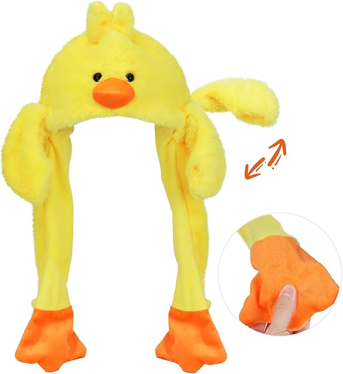 Animal Hat with Ears Moving Jumping Pop Up Beating Hat Plush Holiday Cosplay Dress Up Funny Gift for Kids