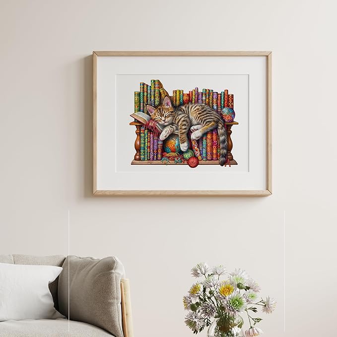 Jigfoxy Wooden Puzzles for Adults, Cat Wood Puzzles Adult, Unique Animal Shape Wooden Jigsaw Puzzles for Adults, Birthday Gifts for Puzzle Lovers, Family, Friend (XL-17.3 * 14in-450pcs)