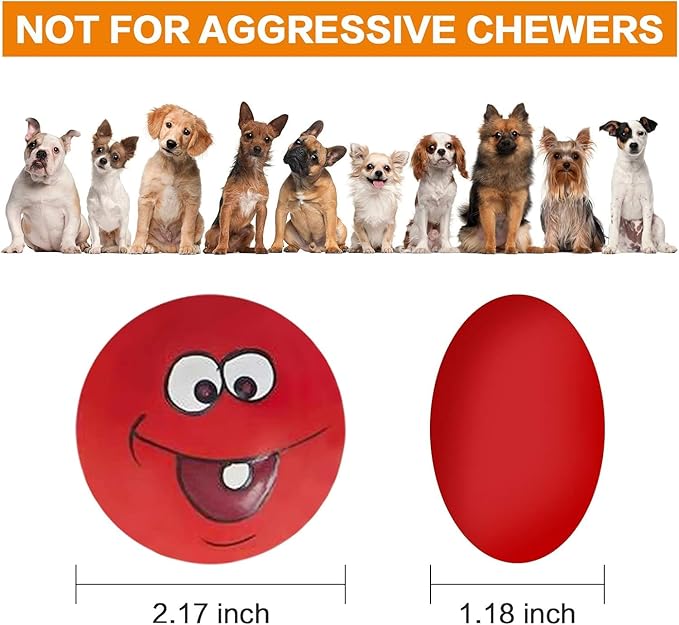 Squeaky Dog Toy Chewing Dog Toys Durable Teething Latex Rubber Soft Interactive Fetch Play Dog Balls with Funny Face for Puppy Small Medium Pet Dog (5PCS)