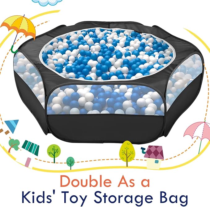 Pawaboo Small Animals Playpen, Waterproof Small Pet Cage Tent with Zippered Cover, Portable Outdoor Yard Fence with 3 Metal Rod for Kitten/Puppy/Guinea Pig/Rabbits/Hamster/Chinchillas, Black