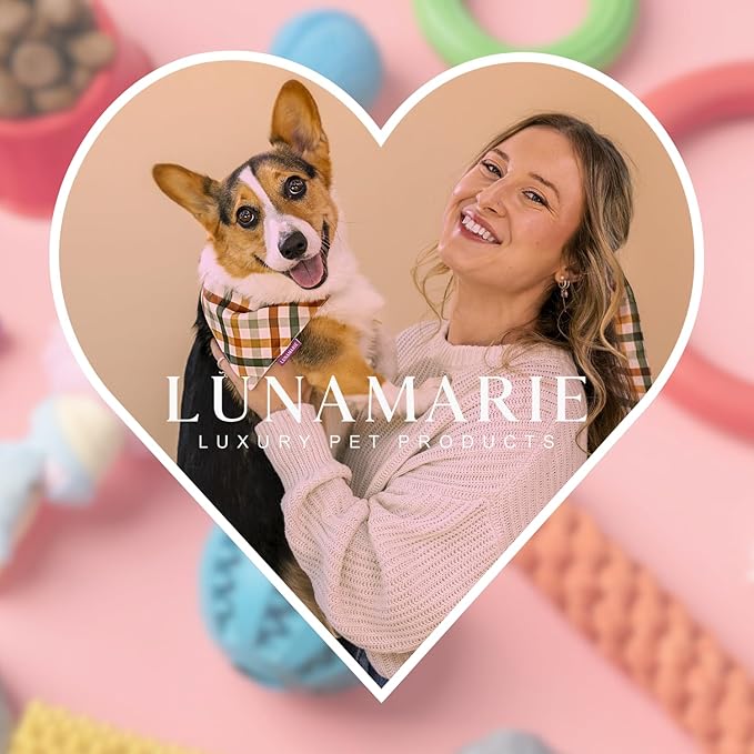 LunaMarie - Luxury Pet Birthday Bandanas -Premium & Silky Poly Fabric | 100% Handmade | Custom Shape Dual Layered (Strawberry, X-Small)