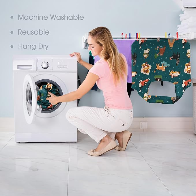 BeeGreen Christmas Cats Reusable Grocery Bags 6 Pack Cats Reusable Shopping Bags Bulk with Elastic Band Foldable-Machine Washable Christmas Gifts Tote Bags Animals Pattern