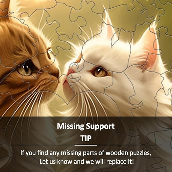 Wooden Puzzle - Couple Cat Wood Puzzles Adult - Unique Animal Shape Wood Jigsaw Puzzles - Birthday Gifts for Cat Puzzle Lovers, Family (11.4 * 11.3in-200 Pieces)