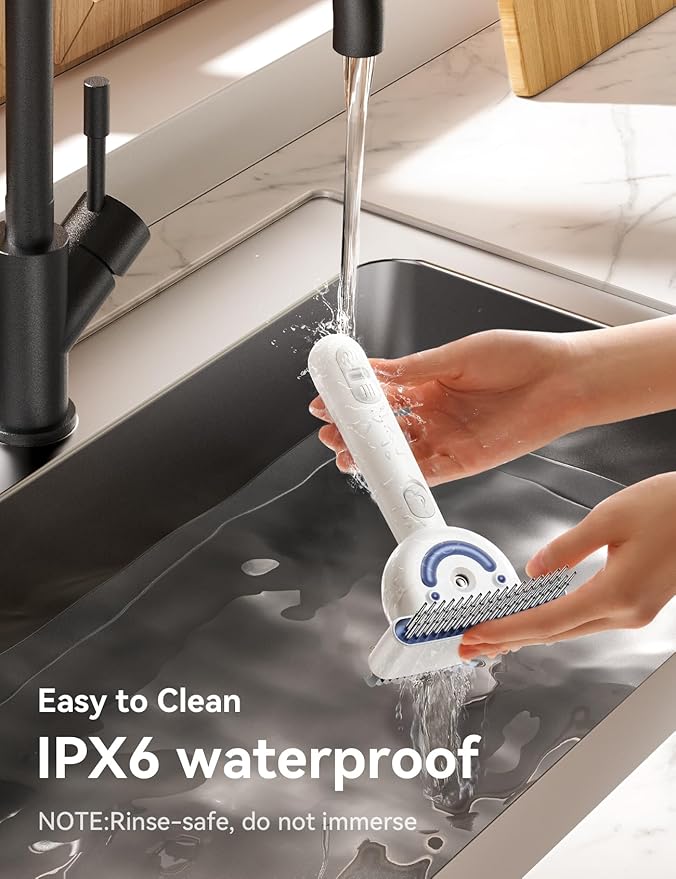 Dog Brush for Shedding, Dual-Sided Dematting and Deshedding Dog Brush with 2 Spray Levels Steam Brush, Detangling Rake for Long-Hair Dogs and Cats, for Medium-Thick Coats Prone to Tangles & Shedding