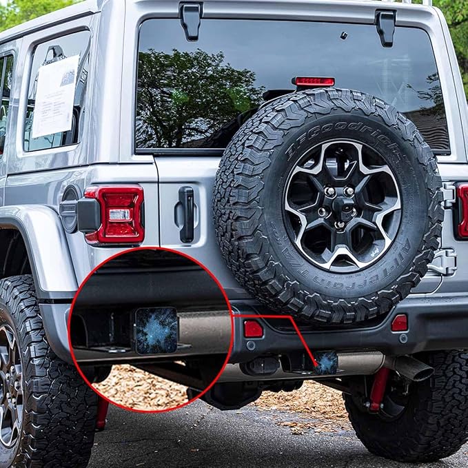 Rubber Hitch Tube Cover Night Sky, Cosmos Milky Way Jungle Trees Forest Standard 2" Trailer Hitch Receiver Covers for Man Woman, Tow Hitch Covers for Pickups Trucks Cars