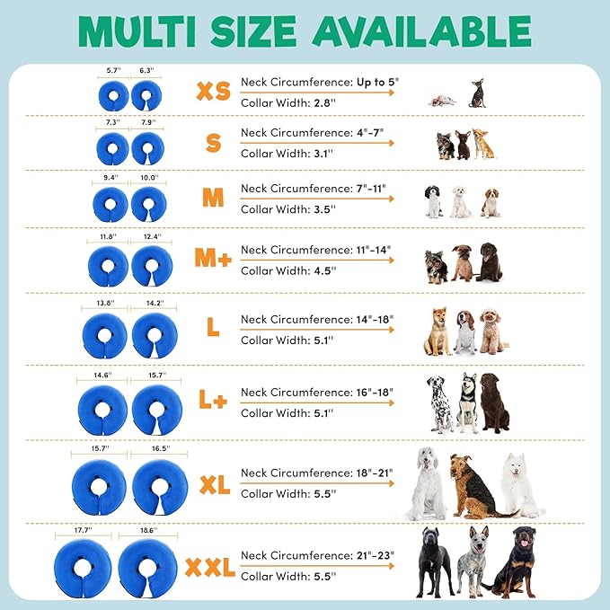 BENCMATE Inflatable Dog Cone Collar Alternative, Soft Dog Cone for Small Medium Large Dogs and Cats, Neck Recovery ECollar Donut Collar After Surgery (Large, Donut-Strawberry)