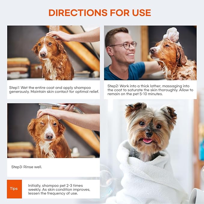 Medicated Dog Shampoo for Itchy Relief: Yeast Skin Infections and Bacterial Treatment for Dogs - Helps Hot Spots, Deodorizing, Allergy Relief - Healthy Skin & Coat - Antifungal Dog Shampoo 16 oz