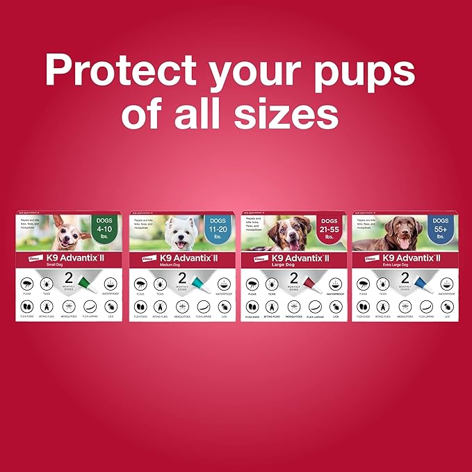K9 Advantix II Small Dog Vet-Recommended Flea, Tick & Mosquito Treatment & Prevention | Dogs 4-10 lbs. | 2-Mo Supply