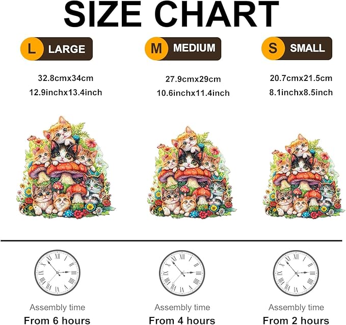 KAAYEE Wooden Puzzles for Adults, Cat Family-1 200 Piece Unique Animal Shape Puzzle, Cat Wood Puzzle for Adults, Creative Gifts for Friends/Family, Home Decor(11.4 * 10.6in)