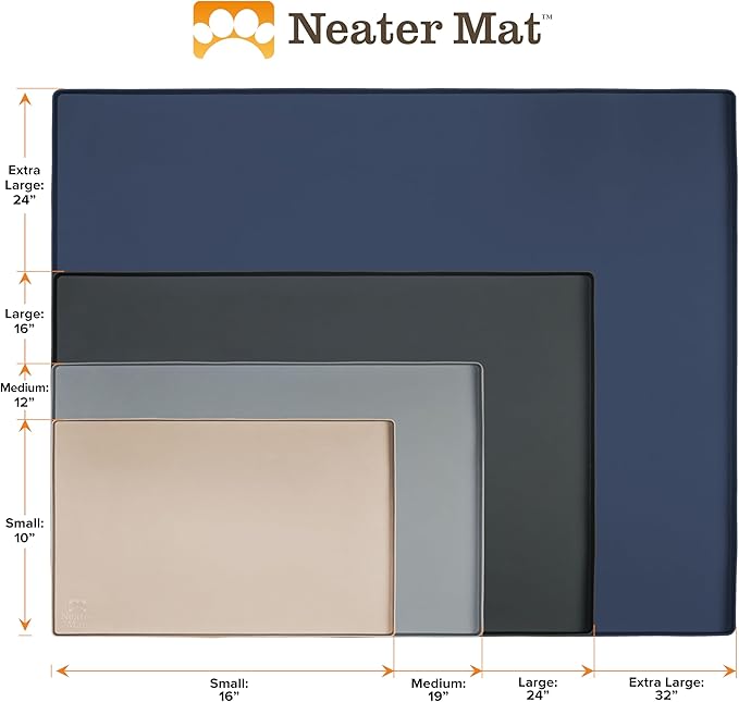 Neater Pet Brands Neater Mat Pet Mats for Food and Water, Cat & Dog Bowl Mat Waterproof Silicone, Feeding Tray, Dog Food Mats for Floors, Placemat w/Raised Edge for Under Bowls, 32" x 24", Brown