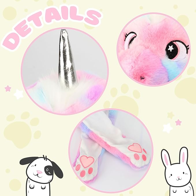 Animal Hat with Ears Moving Jumping Pop Up Beating Hat Plush Holiday Cosplay Dress Up Funny Gift for Kids