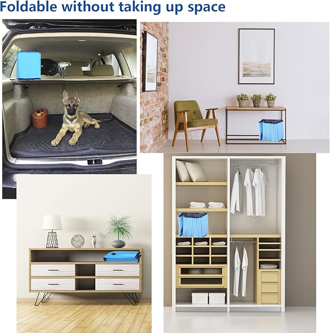 Foldable Pet Dog Kids Swimming Pool(40'' x 12''),Plastic Anti-Slip PVC Bathing Tub Swimming Pool Durable Fiberboard Kiddie Pool Blue