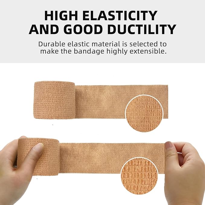 OK TAPE Self Adherent Cohesive Bandages Wrap - 24Packs, 1" x 5 Yards, Non-Woven Self Adhesive Bandage Wrap for Thumb, Finger, Wrist, Ankle, Vet Wrap Bandages Tape (Mixed Colors)