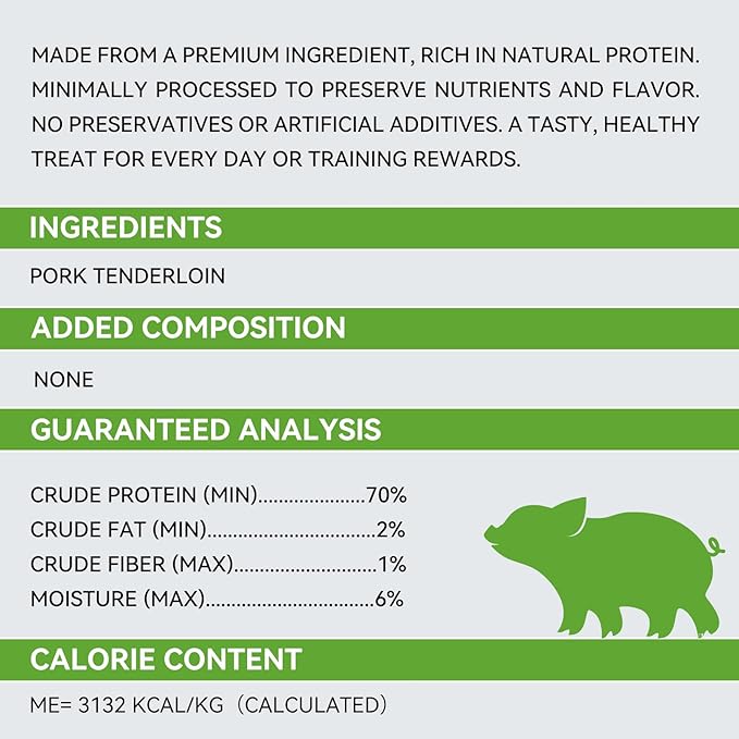 OPET Freeze Dried Cat Treats, Single Ingredient Grain Free High Protein Pet Food for Cats and Dogs, Healthy Training Snacks Sliced Fillets (Pork, 1.48 Ounce)