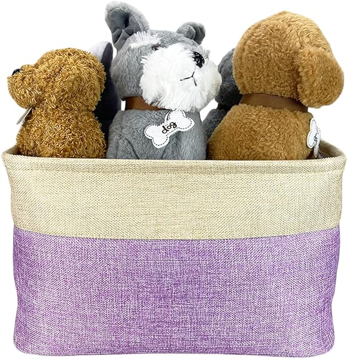 Personalized Dog Cat Toy Storage Basket with Pet's Name Sturdy Foldable Collapsible Storage Bin with Handles for Organizing Pet Stuff, Toys, Clothes, 15" x 9.8" x 9"