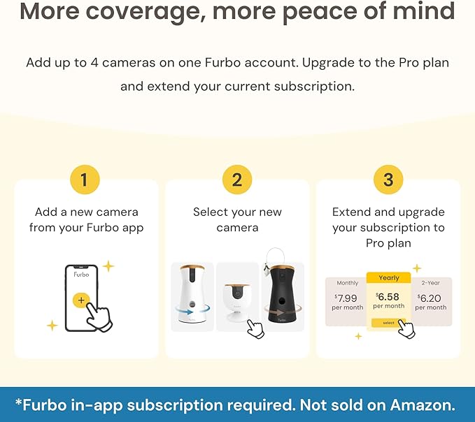 Furbo 360° Dog Camera: Pet Security Cam w/Barking Alerts, Rotating View, Treat Toss w/Phone App, Smart Home Puppy Monitoring, 2-Way Speaker, No Subscription Needed. Standard See, Talk, & Toss Features