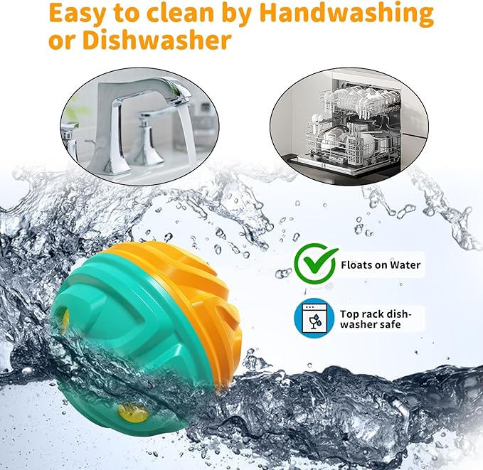 Dog Ball for Aggressive Chewers - Interactive Dog Toy Giggle Balls Fun Squeaky Sound to Keep Them Busy, Durable for Small Medium Large Breeds, Rubber Chew Toys, As Seen on TV, Orange & Blue