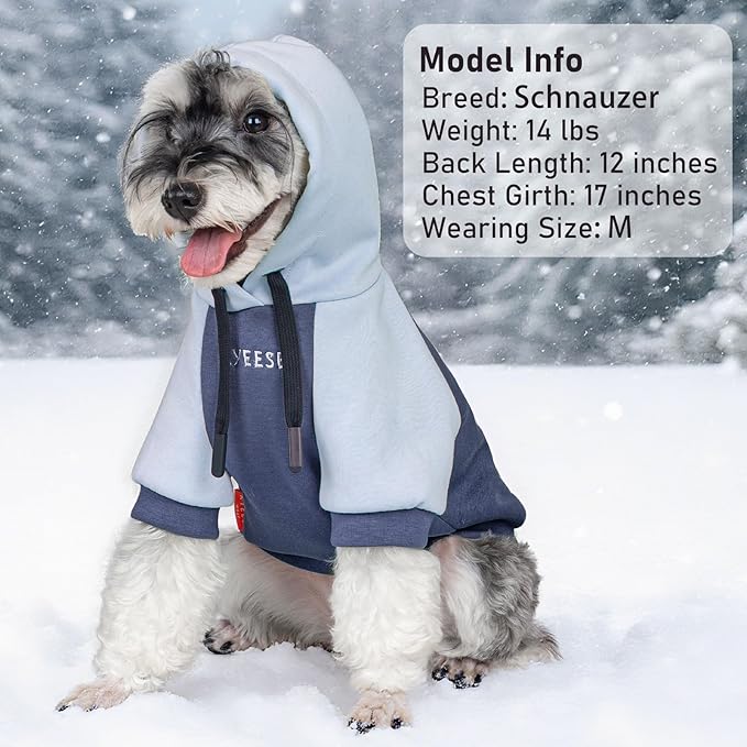 KYEESE Dog Hoodie Stretchy Cat Coat with Leash Hole Warm Pet Clothes Dogs Winter Coat for Cold Weather Pet Sweatshirt with Drawstring Comfort Cat Sweater Soft Dog Clothes for Small Dogs