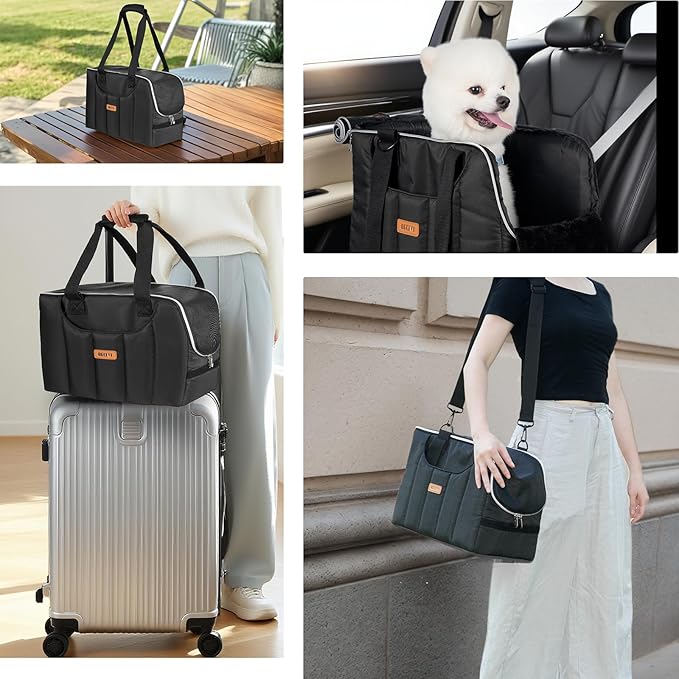 Dog Purse Carrier for Small Dogs Cats Rabbits Up to 13lbs, Lightweight Pet Sling Carriers with Crossbody Strap, Portable Puppy Soft Sided Tote Bag Carrier for Vet,Hiking,Travel Black