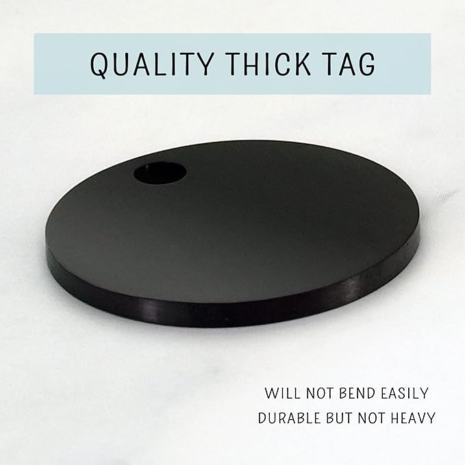 Ultra Joys Custom Personalized Dog ID Tag - Brushed Stainless Steel Round, Black, Small