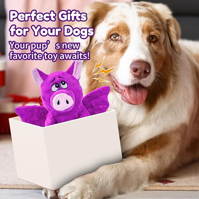 Large Squeaky Dog Toys, Plush Dog Toys with Crinkle Paper to Keep Them Busy, Stuffed Tough Chew Toys for Small Medium and Large Dogs