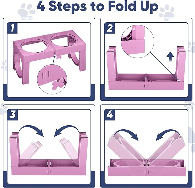 XIAZ Slow Feeder Dog Bowl Elevated Food and Water Bowl Stand for Large Medium Sized Dog, 4 Heights Adjustable, Non-Slip, Durable, Prevents Bloating & Improves Digestion for Dogs