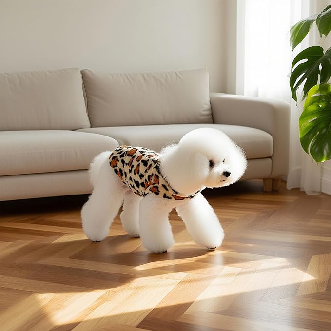 EXPAWLORER Soft Cat Sweater - Leopard Print Sweaters for Cats Only Warm Kitten Clothes, Fall and Winter Pet Coat Pullover Design Feline, Fleece Clothing Also for Puppy Small Dogs, Large