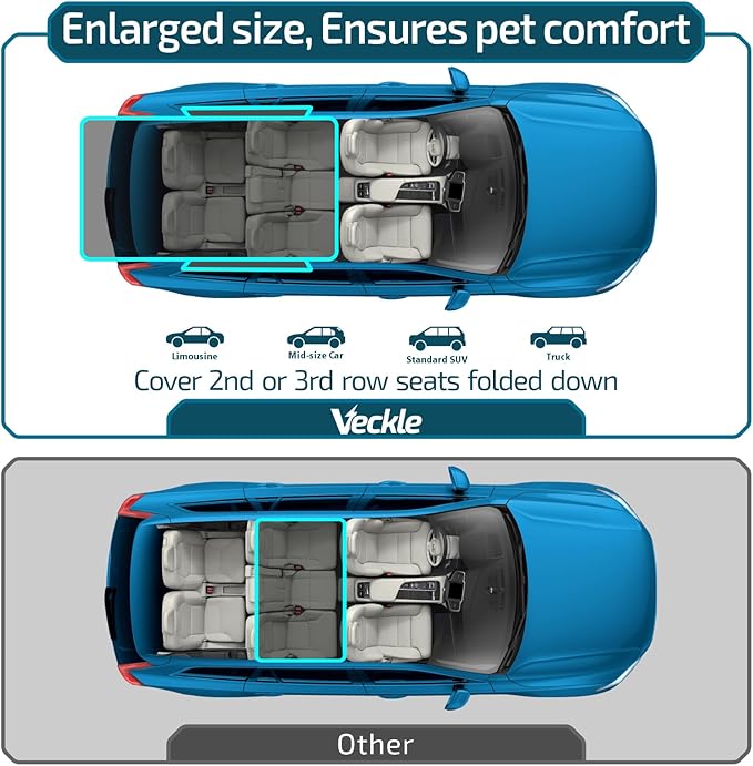 Veckle Cargo Liner, SUV Cargo Cover for Dogs with Side Flaps Hammock Water Resistant Nonslip Dog Seat Cover Cargo Area Protector Scratchproof for SUVs Sedans Vans