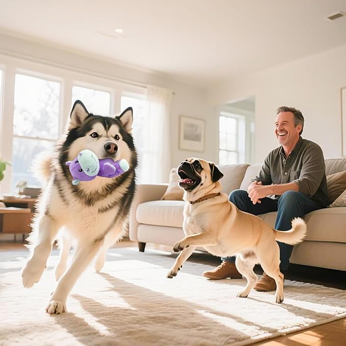 Plush Chew Toys for Large Dogs, Tough Crinkle Stuffed Animal Squeaky Interactive Toys for Small Medium Large Dogs, Keep Them Busy, Big Pet Toys