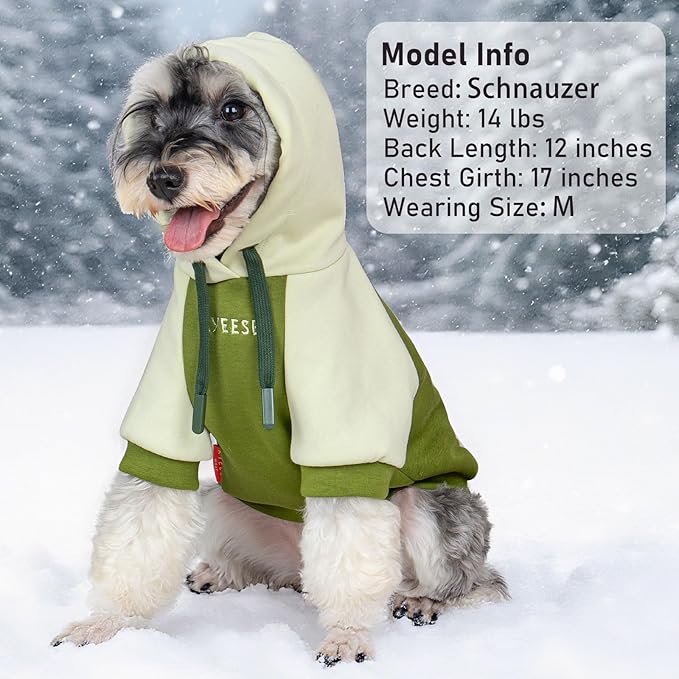 KYEESE Dog Hoodie Stretchy Dog Clothes for Small Dogs Cat Coat with Leash Hole Comfort Cat Sweater Dogs Winter Coat for Cold Weather Warm Pet Clothes Soft Pet Sweatshirt with Drawstring
