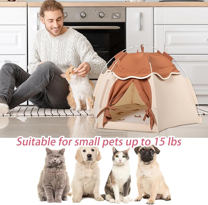 Gigreinc Cat Tent for Indoor, Indoor Dog House,Kitten Tent Suitable for Samll Dogs,Pet Cute Cave Nest Dog Houses(Beige, Large)