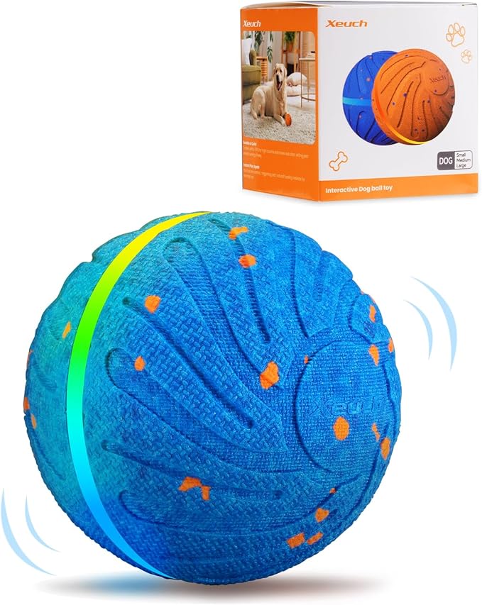 Smart Interactive Dog Balls, Automatic Moving Ball for Medium and Large Dogs, E-TPU New Material, Motion Activated Rolling & Rotating Bouncy Toy for Dog Enrichment & Stimulation