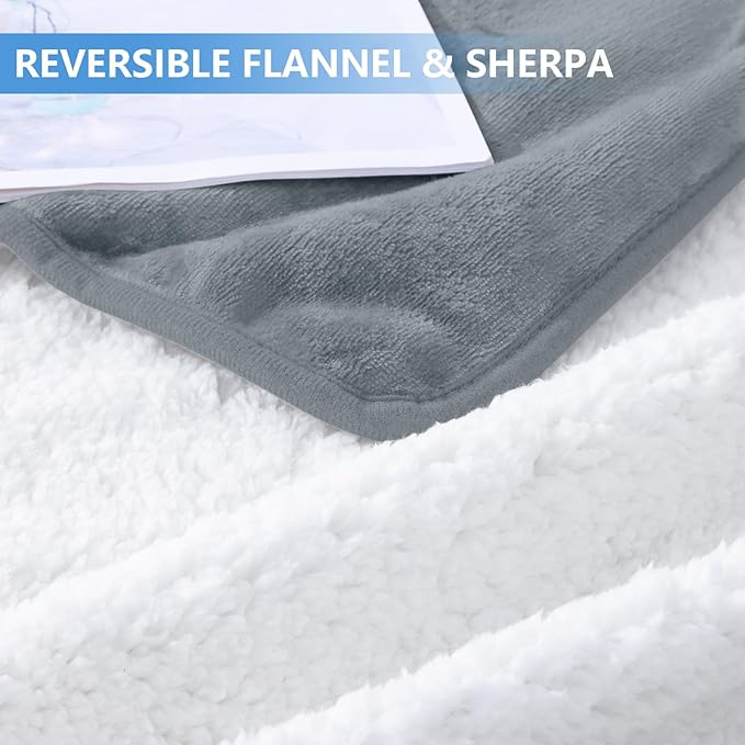 Smiry Waterproof Dog Bed Blanket, Leakproof Pet Throw Blanket for Bed Couch Sofa, Reversible Sherpa Fleece Furniture Protector Cover for Small Medium Large Dogs Cats (Grey, 40x57 inches)