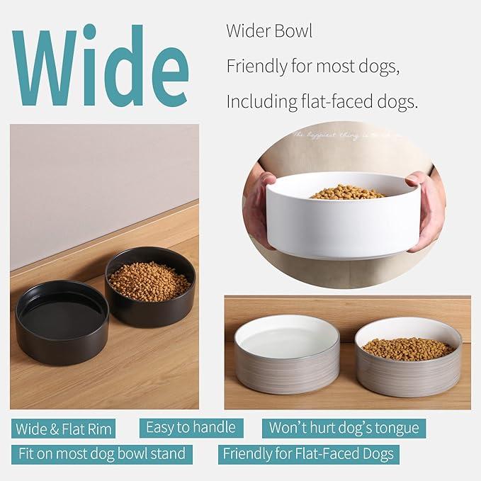 Dog Bowl Ceramic for Medium Large Breed, Heavy Weighted Dog Food Water Feeder Dish,8 in Non - Slip Modern Cute Extra Big Porcelain Pet Bowl Maze Marble Pink