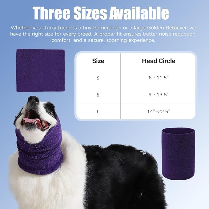 Dog & Cat Calming Band Cat Anxiety Relief Cover,Double Layer Thickened Pet Ears Elastic Neck Band Noise Cancelling Ear Muffs for Anxiety Relief/Noise Protection,Grooming,Thunder,Fireworks