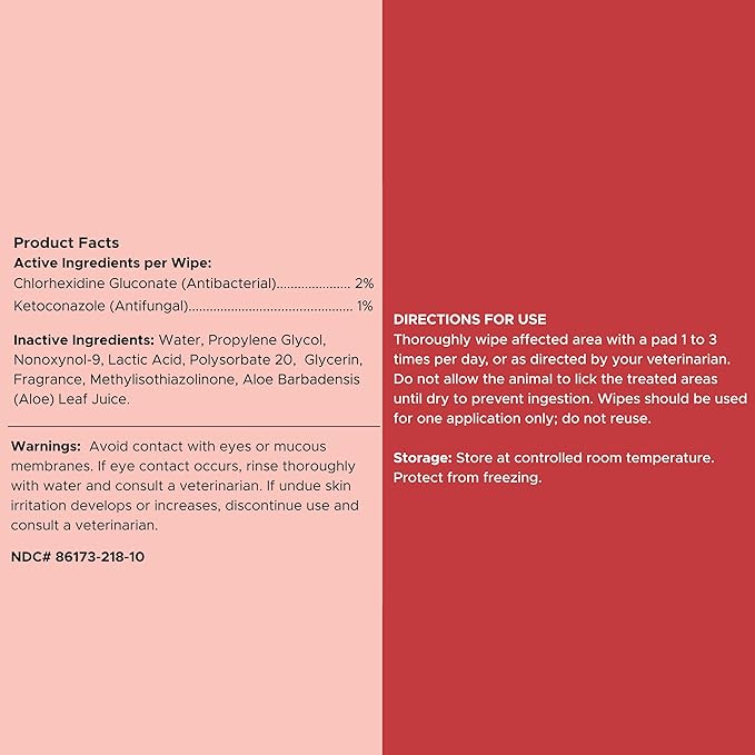 Dog Paw Wipes Antibacterial 50 Count - Antifungal Wipes for Dogs with 2% Chlorhexidine and 1% Ketoconazole - Good for All Breeds - Made in The USA