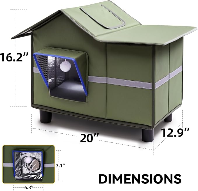 Outdoor Cat House, Large Cat House Shelter Weatherproof with Escape Door, Foldable and Portable Design for Easy Storage, Spacious Indoor Outdoor Use for Stray and Feral Cats