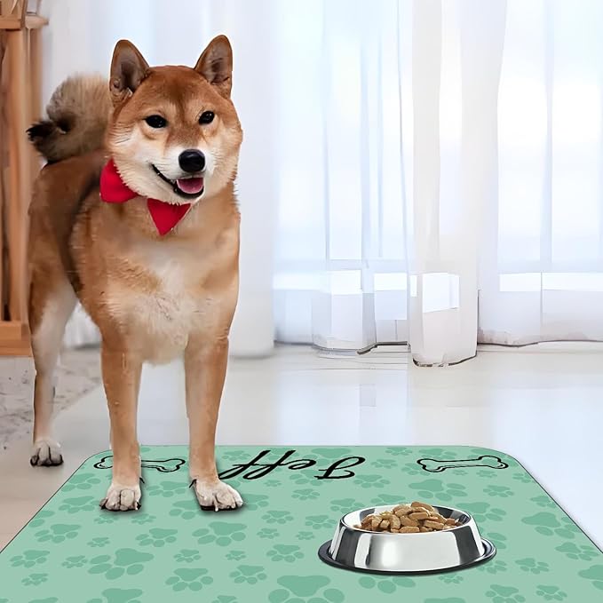 Personalized Dog Cat Food Mat Non-Slip Custom Dog Feed Placemat Water Absorbent Customized PU Mats for Pet Food and Water-Style7
